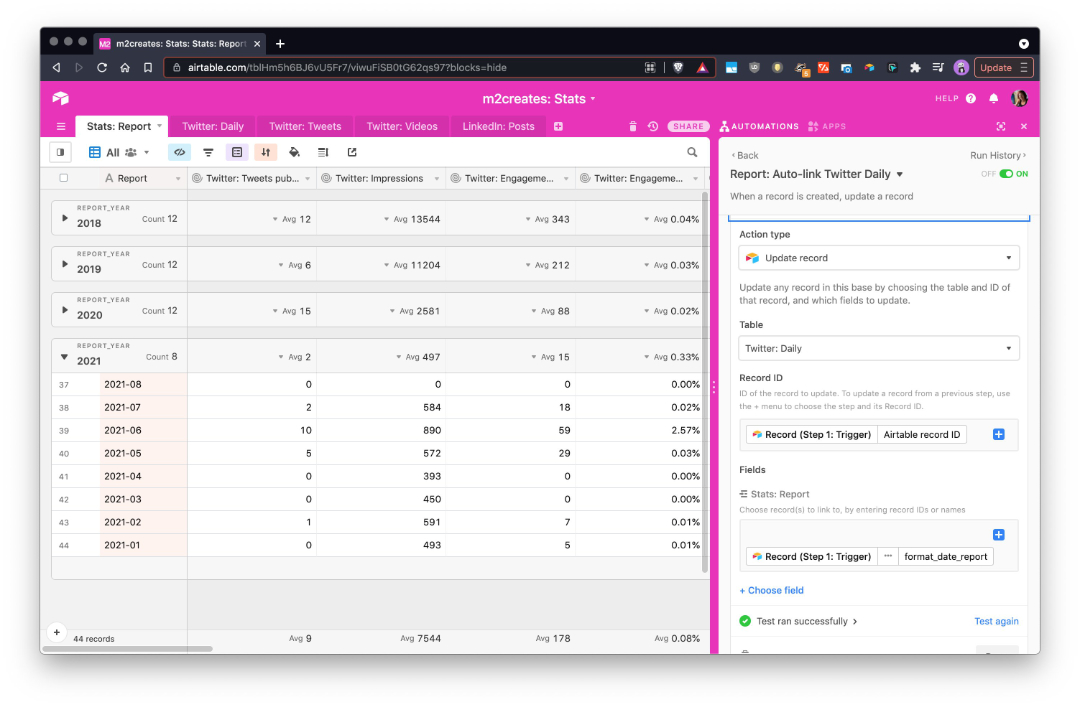 Automate linked records